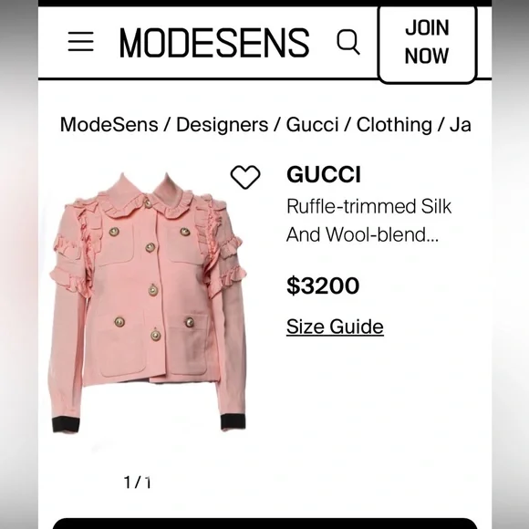 💕SOLD💕GUCCI Ruffle-trimmed Silk And Wool-blend Jacket In blush pink - Picture 8 of 8